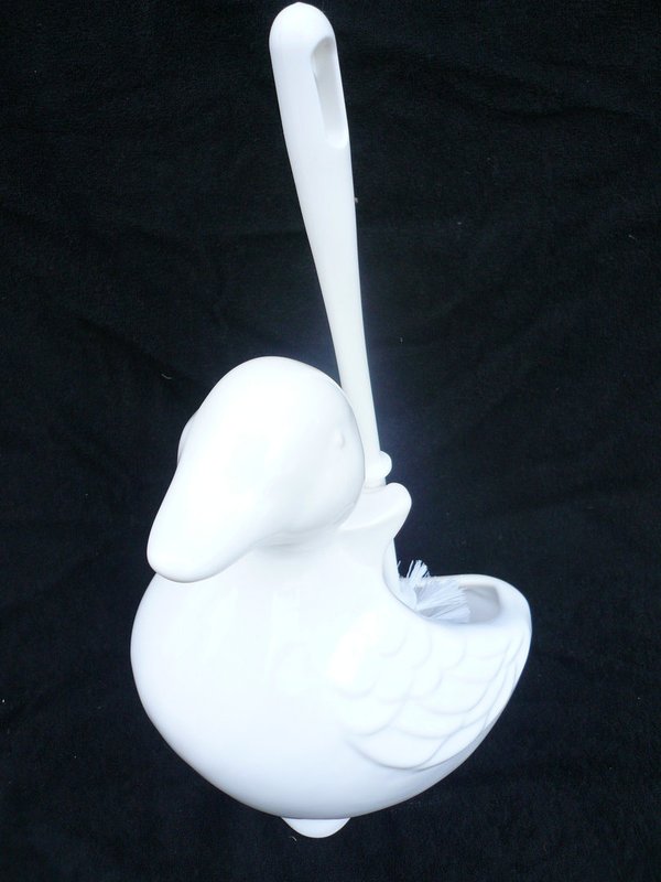 WC-Bürstengarnitur Keramik in Form einer Ente weiß