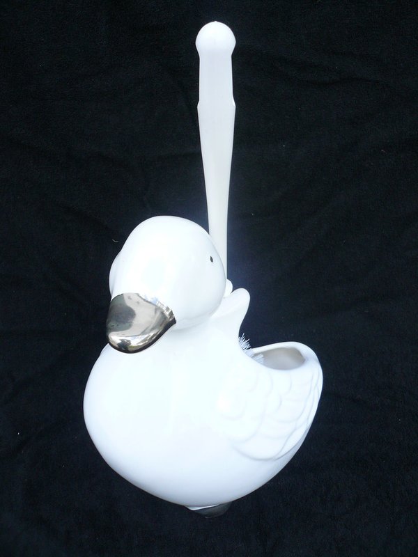 WC-Bürstengarnitur in Form einer Ente weiß-platin