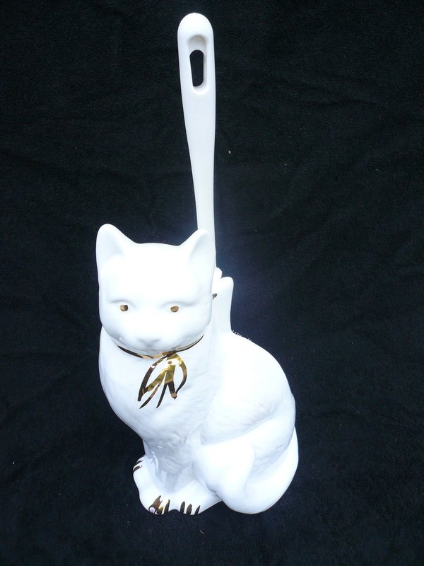 WC-Bürstengarnitur in Form einer Katze weiß-goldstaffage