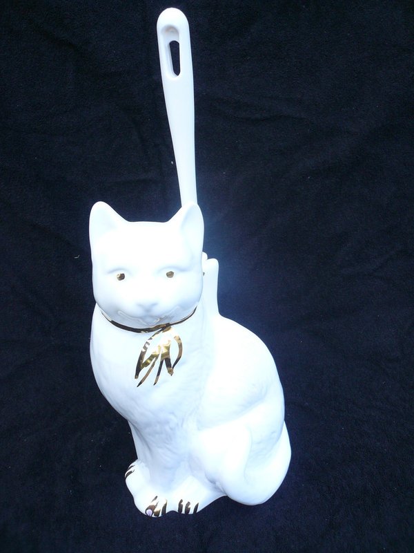 WC-Bürstengarnitur in Form einer Katze weiß mit platinstaffage