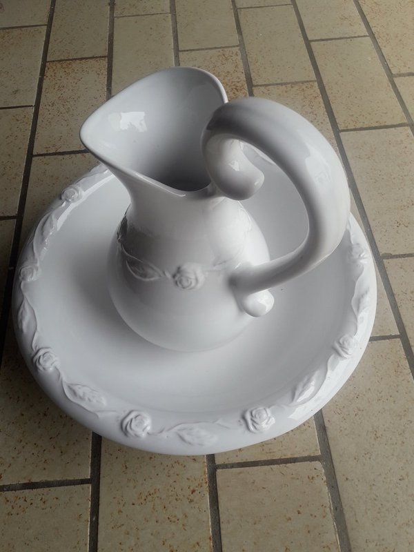 Lavabo 2 tlg. Keramik weiß Material Keramik